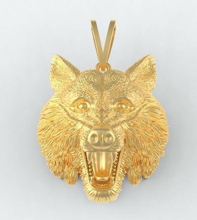 Wolf pendant nice sculpture 3D print model_4