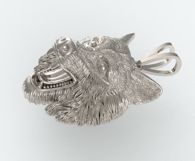 Wolf pendant nice sculpture 3D print model_9