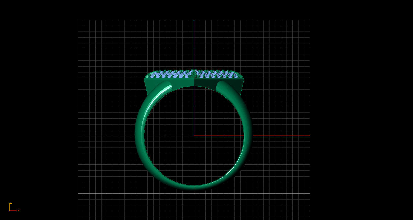 V letter diamond ring 3D print model_7