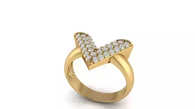 V letter diamond ring