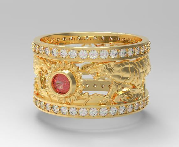 Tiger men ring 3D print model_2