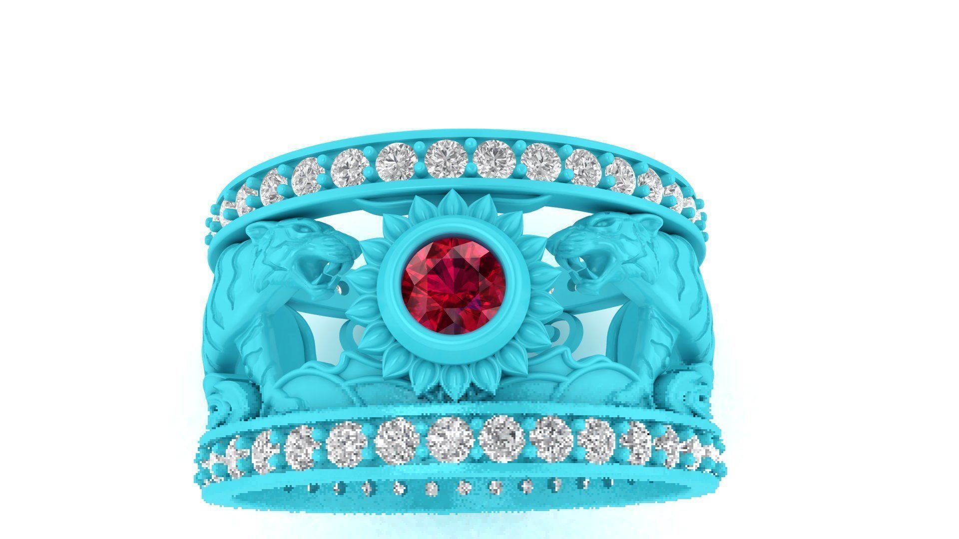 Tiger men ring 3D print model_7