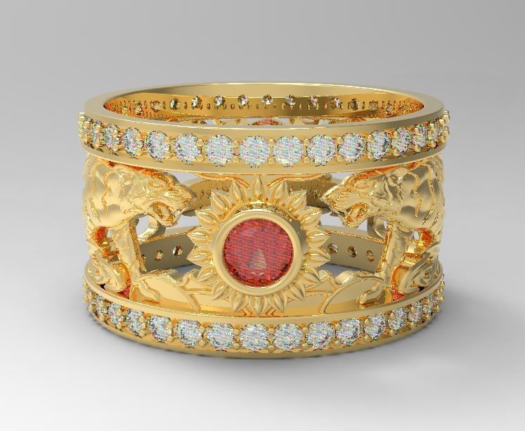 Tiger men ring 3D print model_3