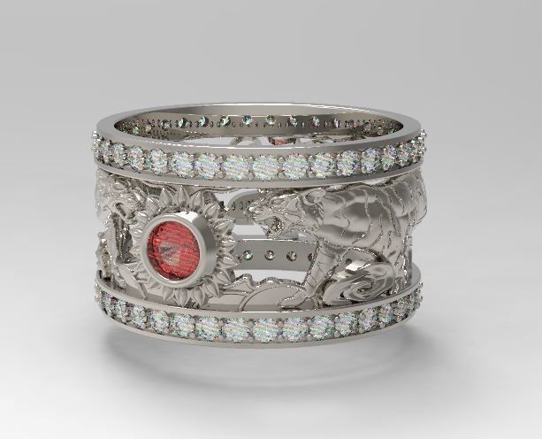 Tiger men ring 3D print model_6