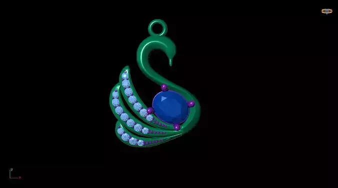 Swan gemstone pendant