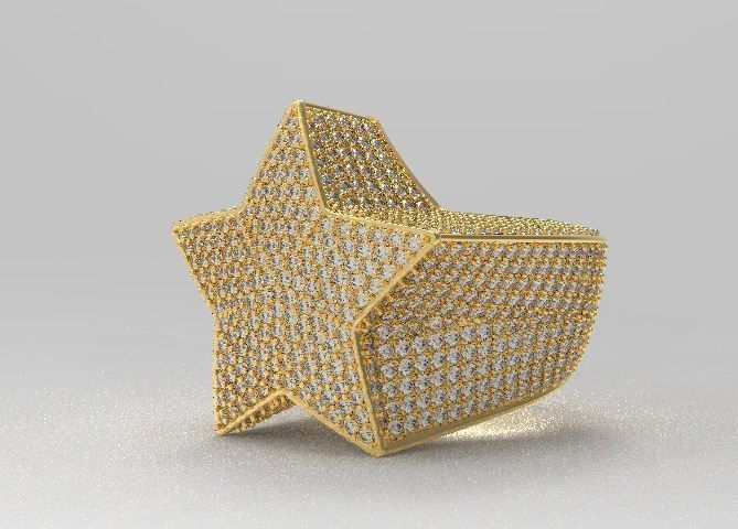 Star ring v6 resizable 3D print model_7