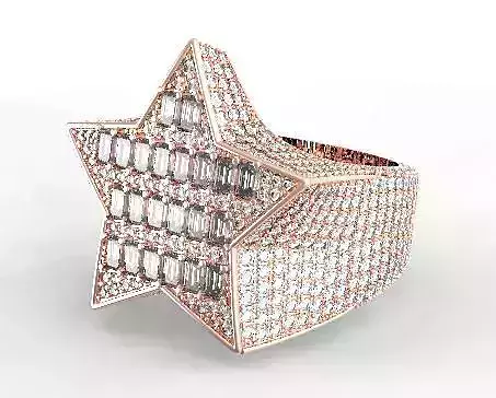 Star ring baguette diamond
