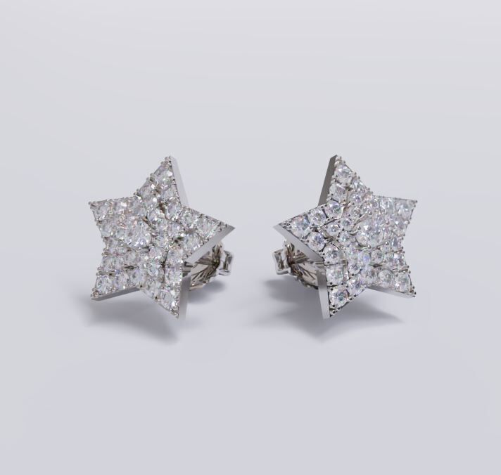 Diamond Star earrings 3D print model_2