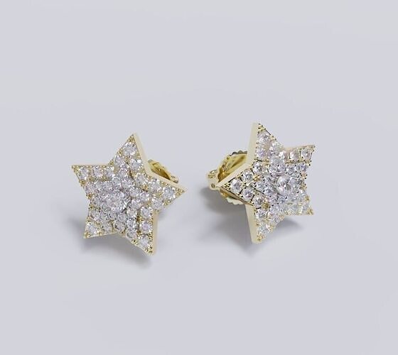 Diamond Star earrings 3D print model