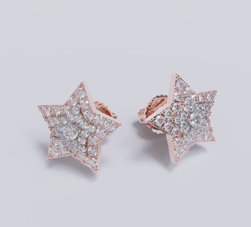 Diamond Star earrings 3D print model_4