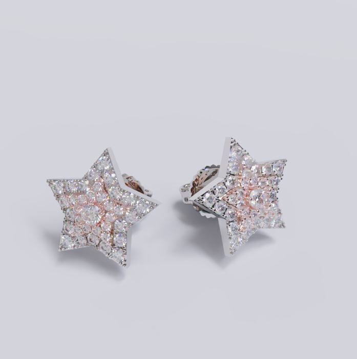 Diamond Star earrings 3D print model_1