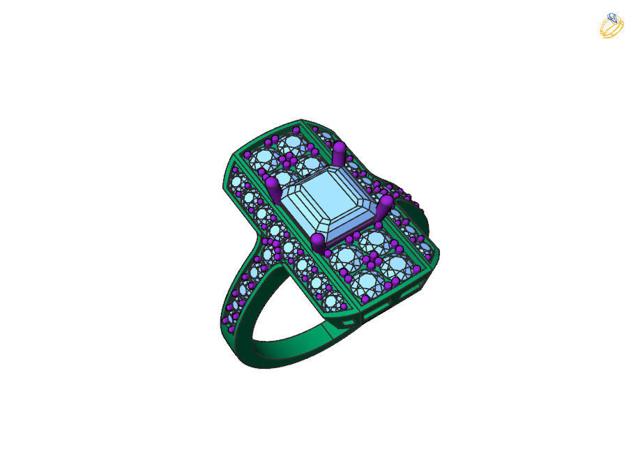 Square diamond ring 3D print model_13