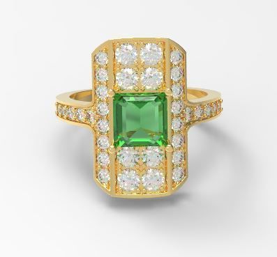 Square diamond ring 3D print model_8