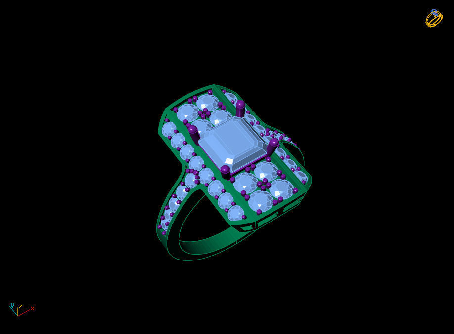 Square diamond ring 3D print model_12
