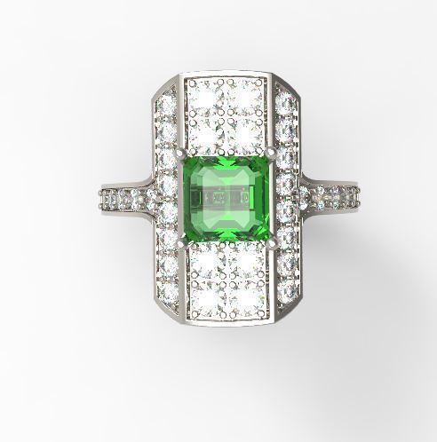 Square diamond ring 3D print model_4