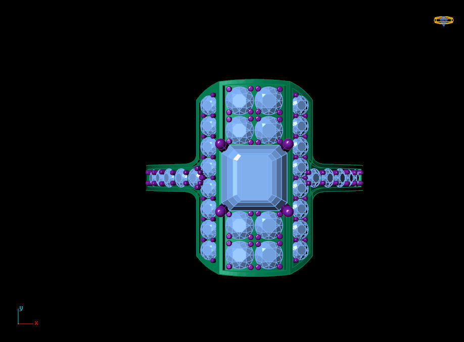Square diamond ring 3D print model_9