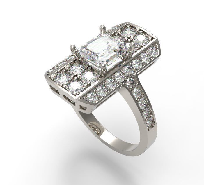 Square diamond ring 3D print model_3
