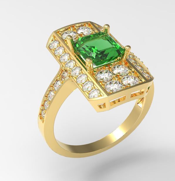 Square diamond ring 3D print model_1