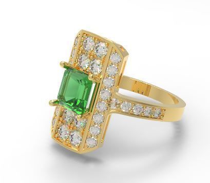 Square diamond ring 3D print model_7