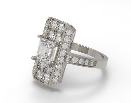 Square diamond ring 3D print model_2