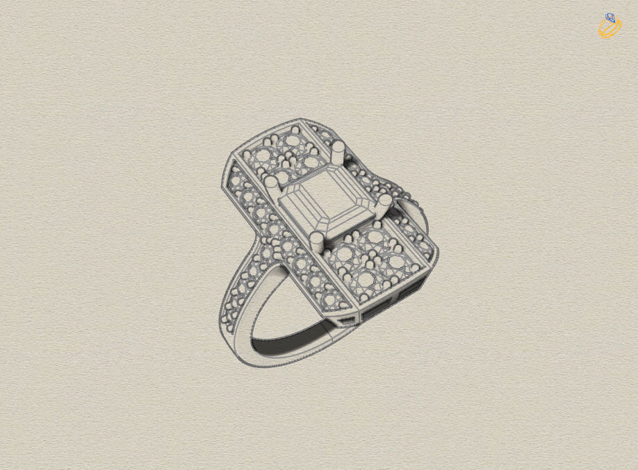 Square diamond ring 3D print model_14