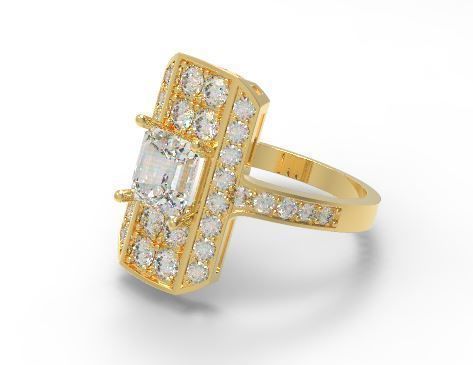 Square diamond ring 3D print model_6