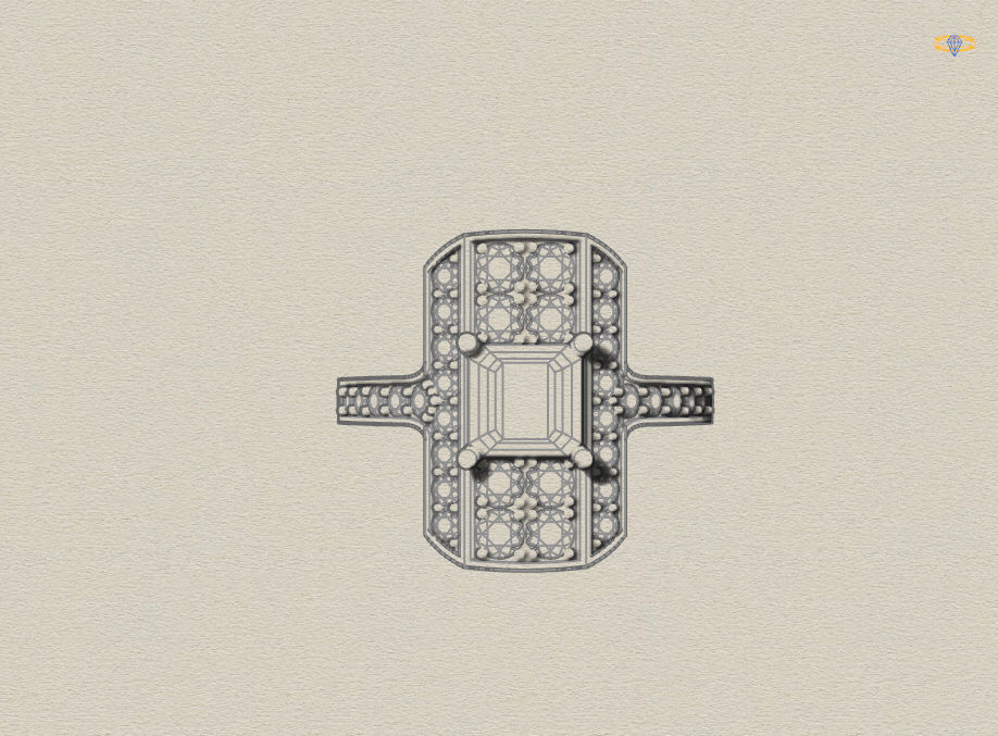 Square diamond ring 3D print model_15