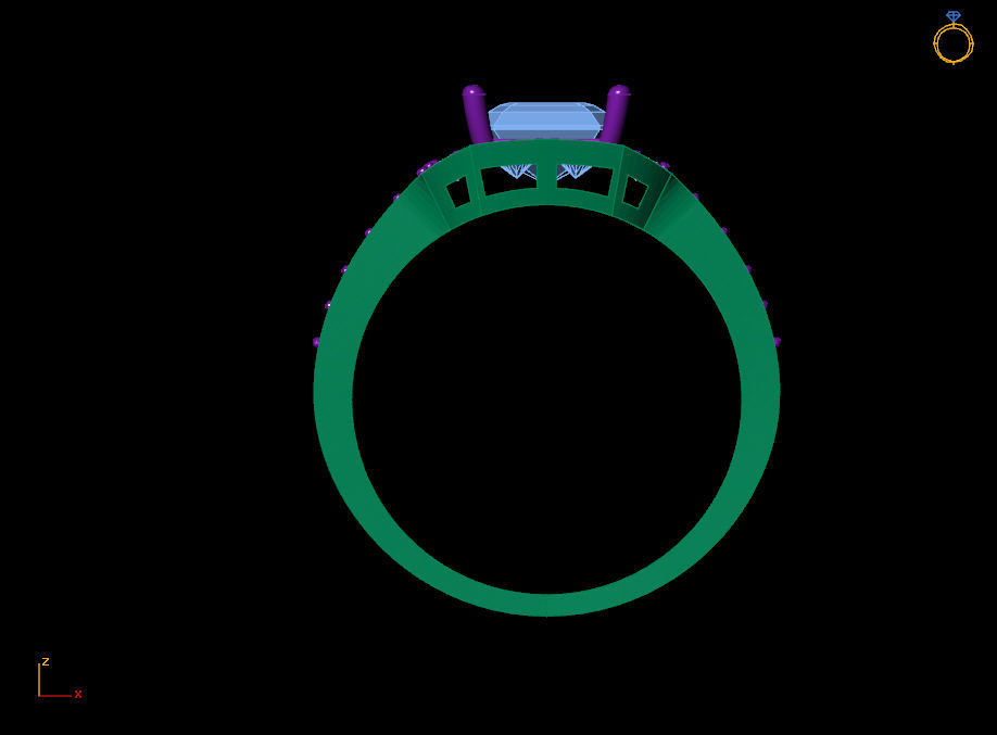 Square diamond ring 3D print model_10