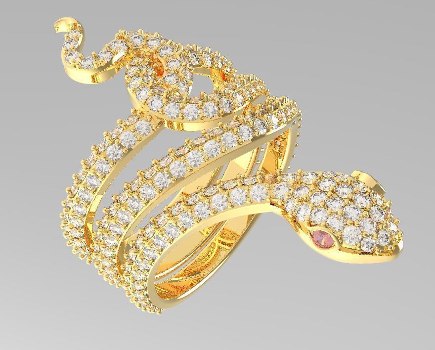 Snake diamond ring 3 3D print model_2