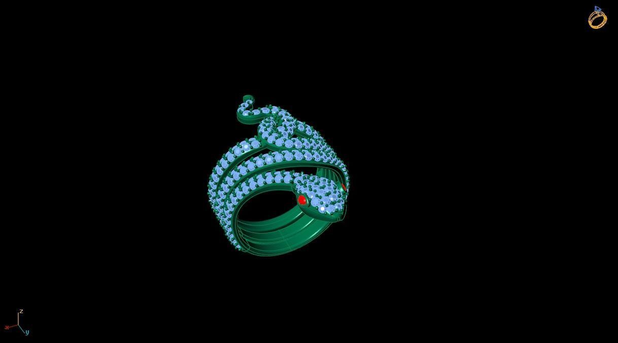 Snake diamond ring 3 3D print model_9