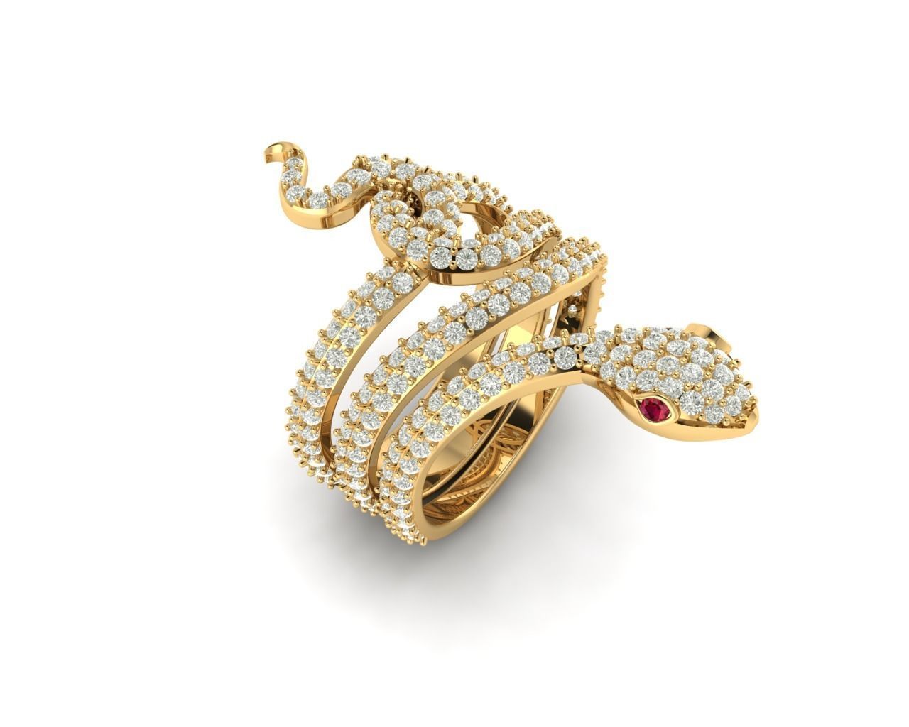 Snake diamond ring 3 3D print model_3