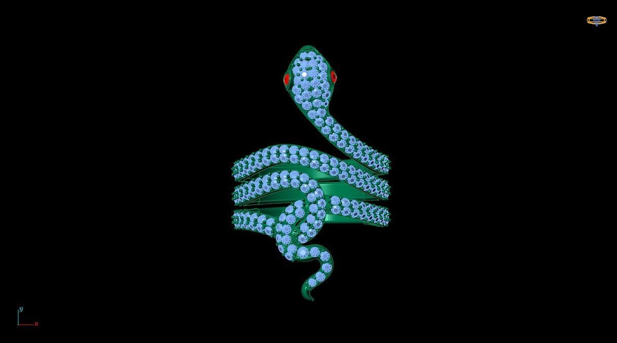 Snake diamond ring 3 3D print model_7
