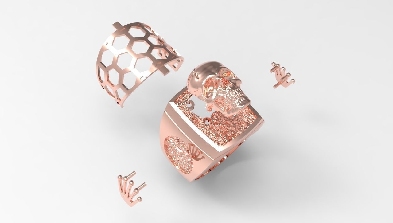 Skull men ring 3D print model_2