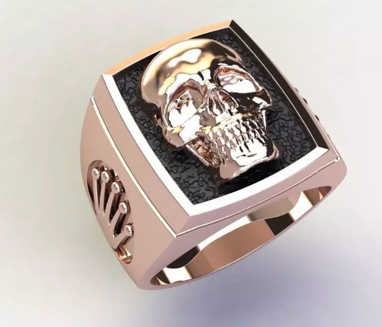 Skull men ring 3D print model_0