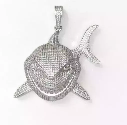 Shark diamond pendant