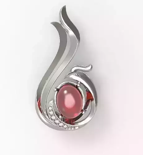 Phoenix with ruby pendant