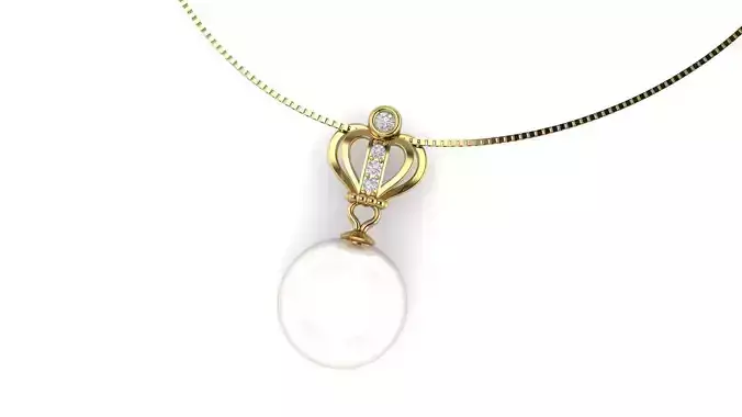 Pearl diamond crown pendant 1