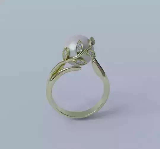 Pearl leaf natural ring