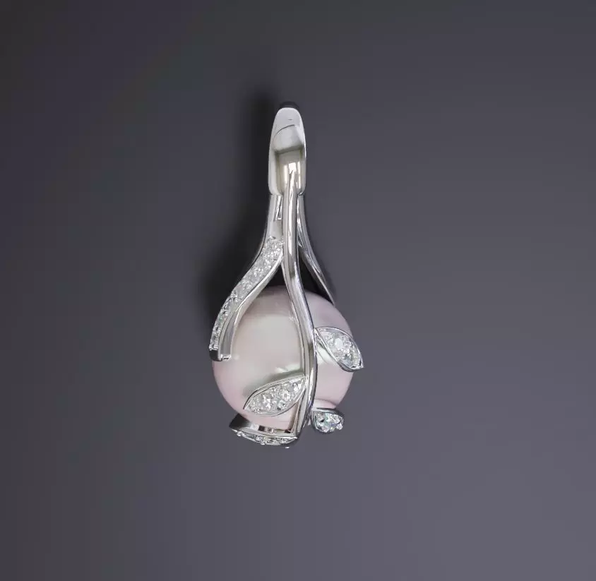 Pearl leaf natural earrings 3D print model