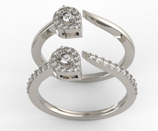 Pear cut diamond ring 1 3D print model_4