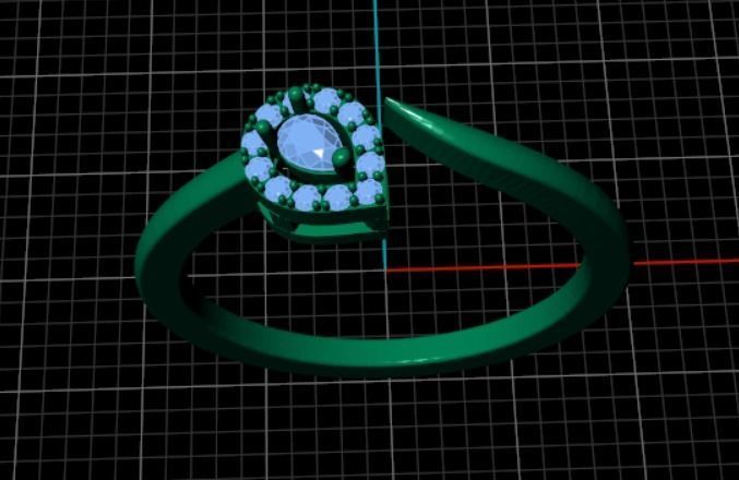Pear cut diamond ring 1 3D print model_11
