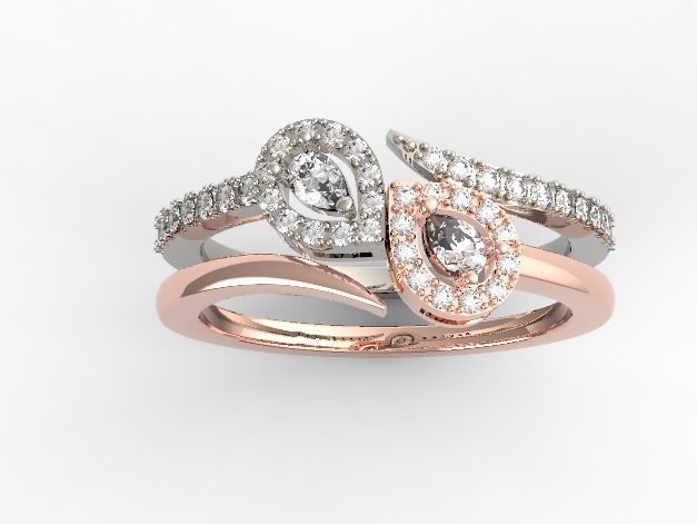 Pear cut diamond ring 1 3D print model_1