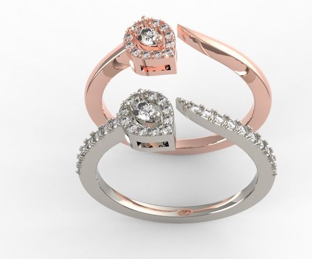 Pear cut diamond ring 1 3D print model_6