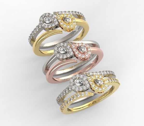 Pear cut diamond ring 1 3D print model_5