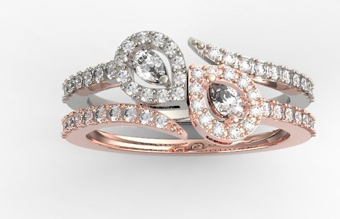 Pear cut diamond ring 1 3D print model_2