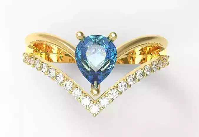 Pear cut diamond ring