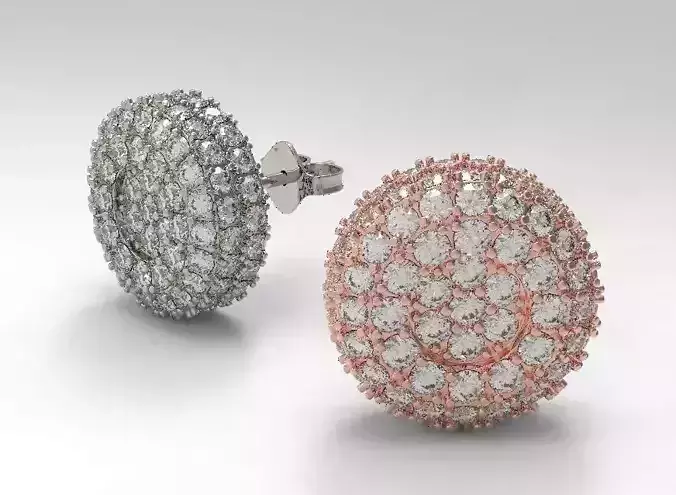 Pave round stud earrings