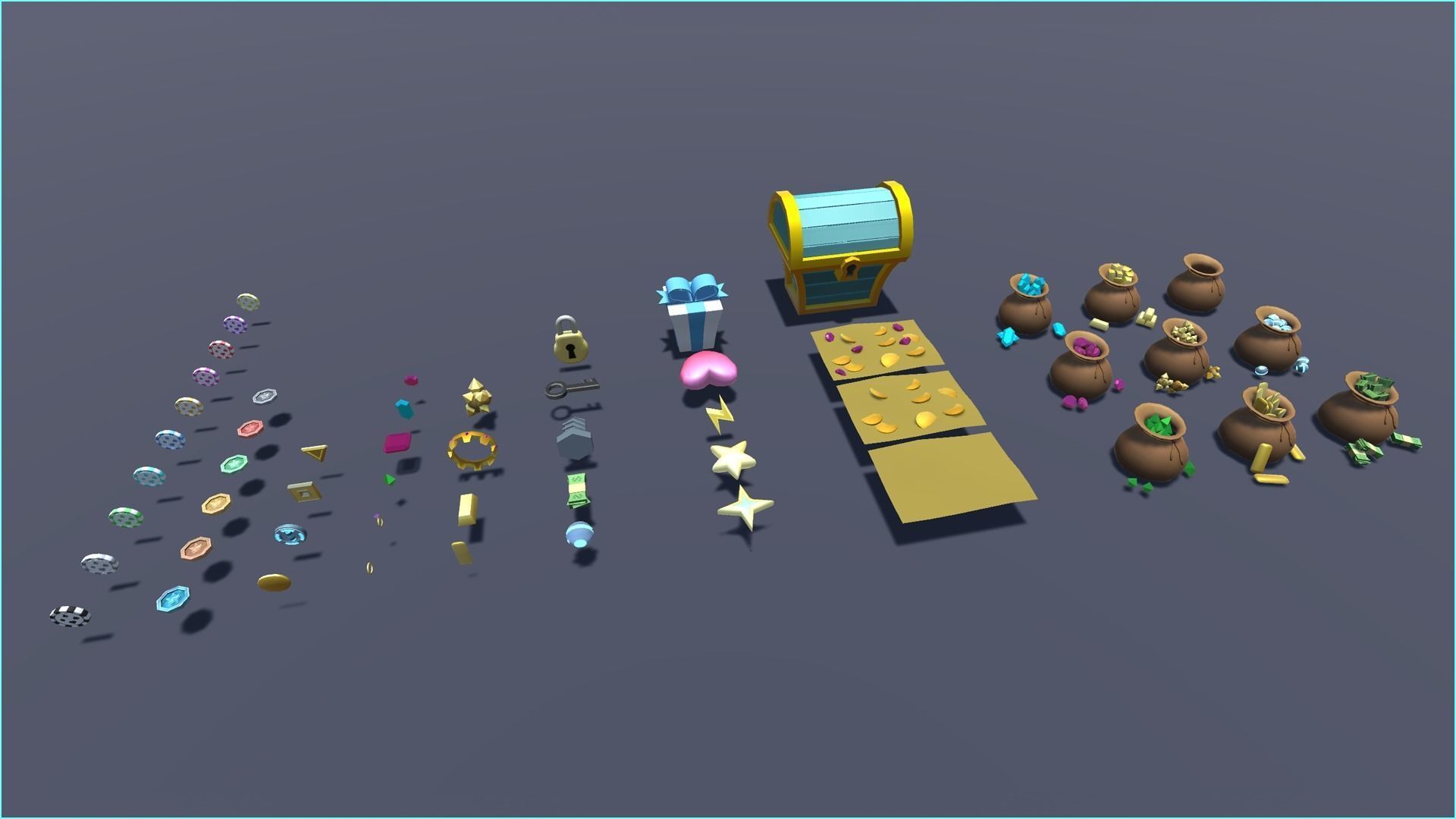Game Currency Pack Low-poly 3D model_6