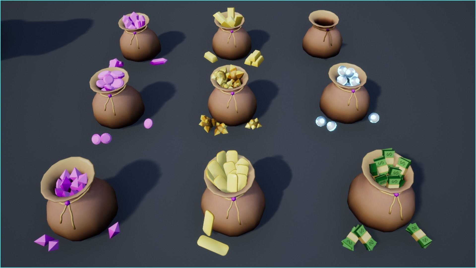 Game Currency Pack Low-poly 3D model_2