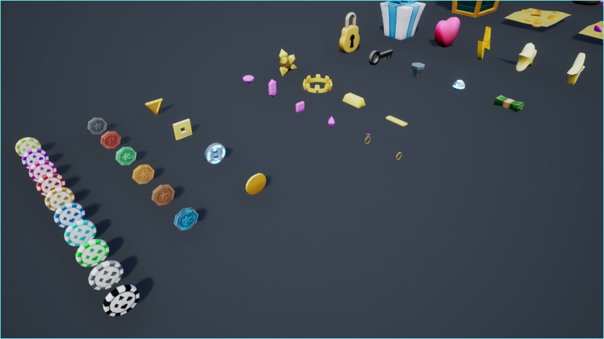 Game Currency Pack Low-poly 3D model_3